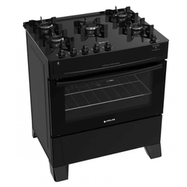 PRODUTO TESTE Fogão 5 Bocas Mesa de Vidro Atlas Preto - Acendimento Automático Mônaco Top Glass